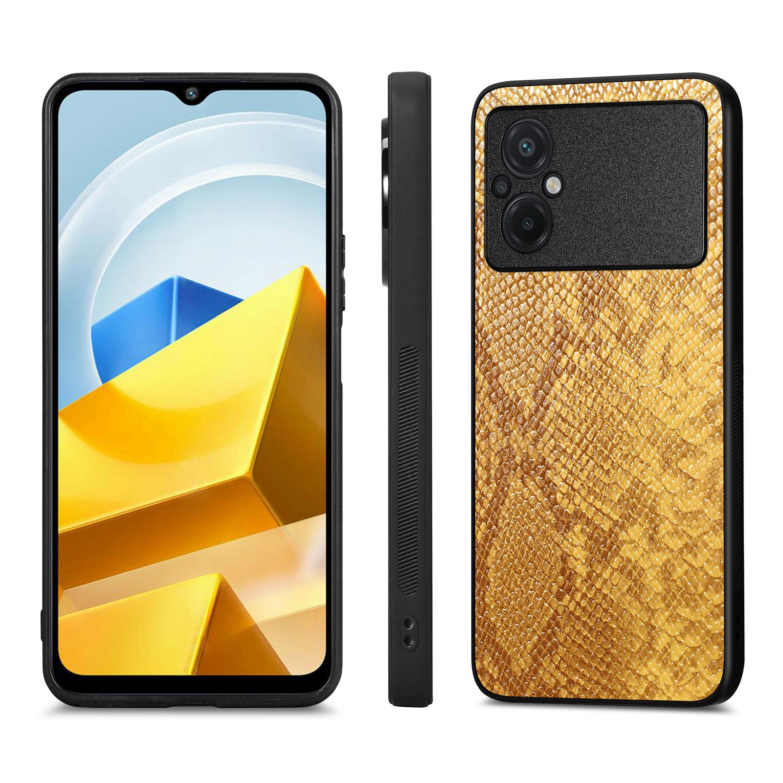 Cell Phone Cover for Xiaomi Poco M5 4G Snake Texture Anti-drop PU Leather Coated PC TPU Case Cell Phone Cover for Xiaomi Poco M5 4G Snake Texture Anti-drop PU Leather Coated PC TPU Case